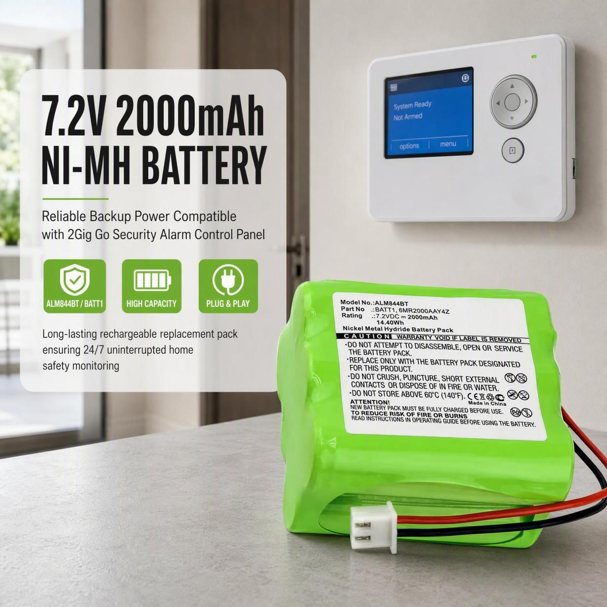 Home Security Battery Replacement - ALM844BT 7,2V 2000mAh Ni-MH Şarj Edilebilir